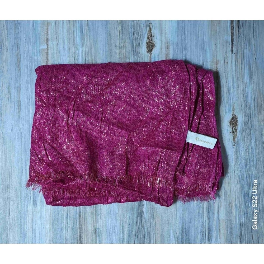 Collection XVIII Magenta Pink Metallic Shimmer Lurex Scarf Eyelash Fringe Trim